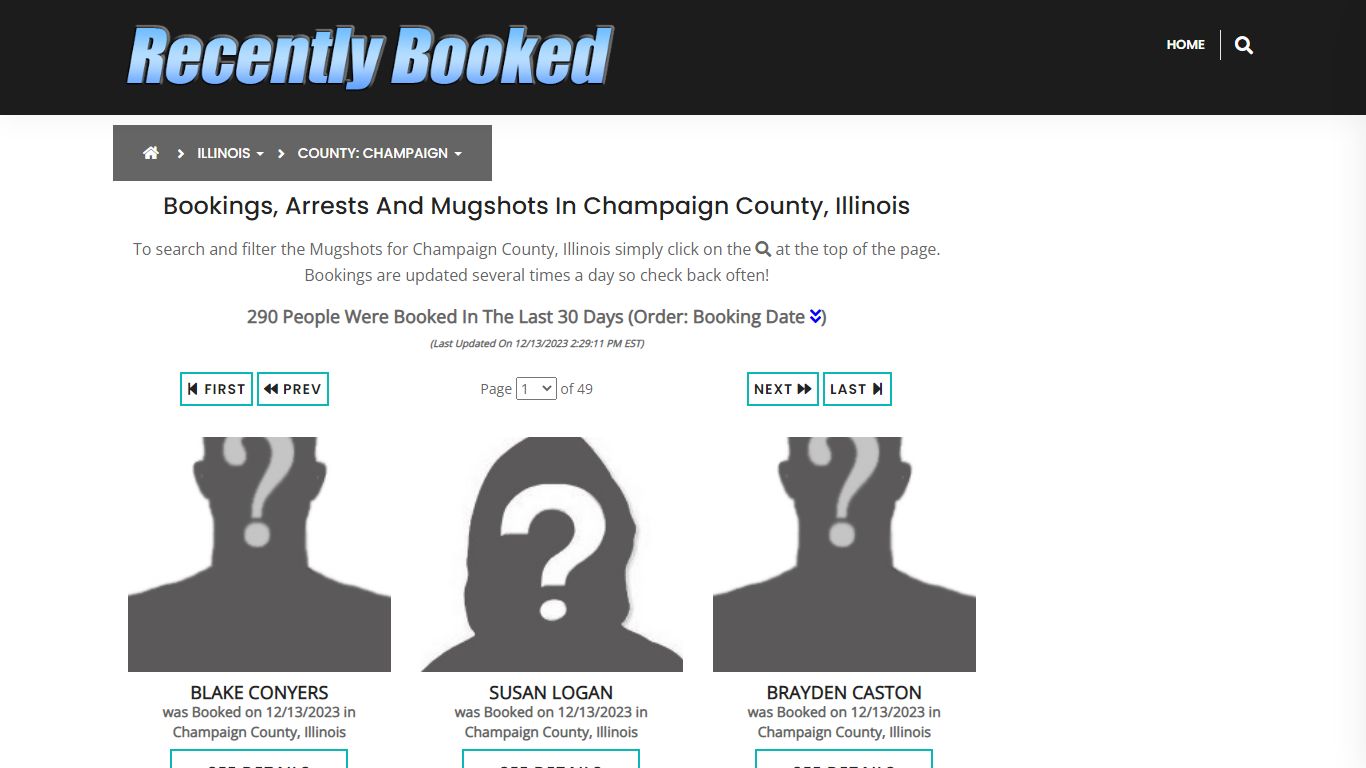 Bookings, Arrests and Mugshots in Champaign County, Illinois